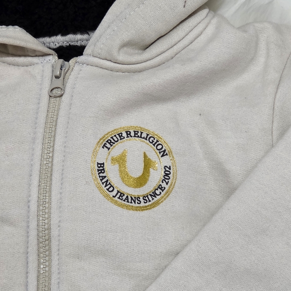 True Religion Beige Kids Hoodie with Logo - Picture 2 of 5